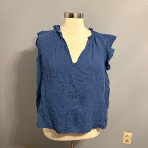 Old Navy Slate Blue Ruffled V-Neck Sleeveless Top